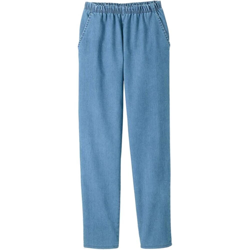 Women’s Pull-On Jeans Cotton Spandex Stretch Side Pockets Casual Comfort